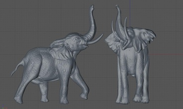 deux modèles 3d des éléphants art les mammifères la nature safari animal - africaine sculpture un soulagement le zoo dessin animé de l'éléphant Modèle d'autres 3d print model - Mito3D