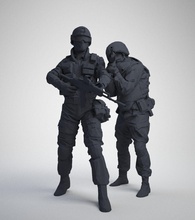 two assault solider special soliders 3dprint military person lowpoly art sculptures 3d print model - Mito3D