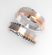 zwei Farben, paar-ring Schmuck Hochzeit ring diamond Liebe Liebhaber schön Edelstein engagement Diamant-ring gold paar Farben Ringe 3d print model - Mito3D