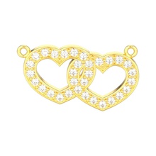 two diamond hearts necklace pendant heart jewelry symbol printable jewellery diamonds fashion valentine happy love couple decoration celebration gold pendants 3d print model - Mito3D