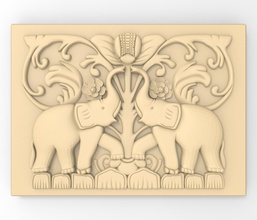 two elephants bas relief cnc art elephant couple sculpture carving mold printable pose animal wild obj sculptures 3d print model - Mito3D