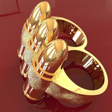 two fingers 9mm bullet belt ring jewelry mensring weapon militaria rings 3d print model - Mito3D
