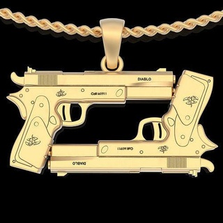 two gun colt pendant gold jewelry 3d printable model army military pistol weapon bullet sterling design zbrush handgun sniper shotgun pendants 3d print model - Mito3D