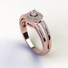 dois halo do anel jóia gem o engajamento de casamento jóias printable diamante ouro engagem da forma sterling branco brilhantes safira noivado anéis 3d print model - Mito3D