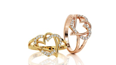 iki kalp 0029 f r moda yüzük takı parlak kolye ABD Kanada Avrupa nişan düğün 14k Gümüş altın mücevher eğrileri kalpler çift lüks platin elmas 3d print model - Mito3D