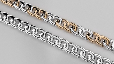 due tipi di collegamento chain gioielli catena l'acciaio forma il design moderna braccialetto ciondolo chainlink link stampabile argento geometrica metallizzato la sterlina chrome ferro collane 3d print model - Mito3D