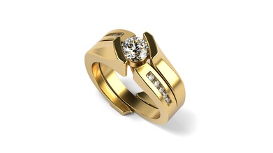 duas parte anel de noivado jóias ouro printable engagem diamante casamento o cad prata anéis 3d print model - Mito3D