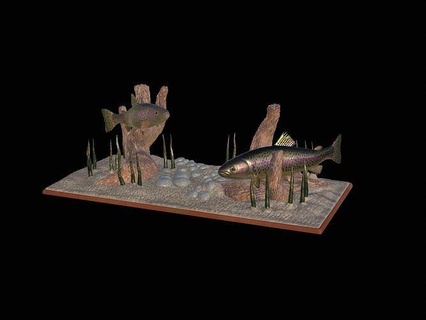 gökkuşağı alabalık manzara su 3d Yazdır totem levrek zander Dorado sazan kedi balığı turna bas Tuna Somon balık Balık tutma cezbetmek yem heykel deniz hayvan dekorasyon alabalığı Sanat heykeller 3d print model - Mito3D