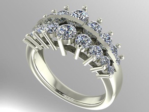 deux ligne de bague en diamant bijoux l'anneau le imprimable la bande les anneaux 3d print model - Mito3D