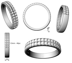 due righe anello di nozze gioielli le matrimonio diamante gemma fidanzamento la stampa stampabile prototipazione cnc sfida anelli diamanti 3d print model - Mito3D