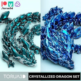 two stl crystallized articulated dragons ready 3d printing dragon model3d flexy reptile one piece decoration figures reptiles model 3 art 3d print model - Mito3D