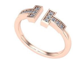 dos t rose anillo la joyería el diamante de oro plata los anillos 3d print model - Mito3D