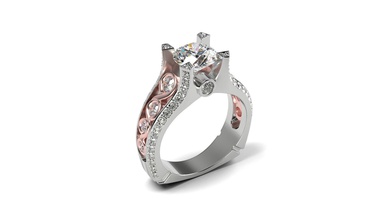 two tone euro ring jewelry gold cad gem white jewel jewellery diamond printable engagement gemstone stone print platinum rings 3d print model - Mito3D
