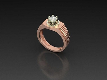 Ton Herren Ring Schmuck Gold Sterling druckbar Ringe Diamant Hochzeit Solitär Engagement Mode Schönheit Juwel Silber 3d print model - Mito3D