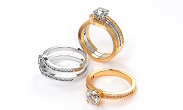 due tono oro anello 1ct diamante centrale di lusso gioielli disco platino stampabile argento gemma diamanti brillante moda e bellezza la sterlina ct cad fidanzamento d'oro gioiello anelli 3d print model - Mito3D