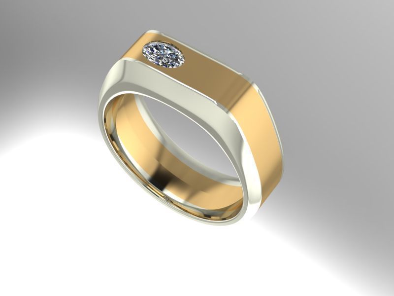 dos tonos de la boda banda joyería imprimible el diamante mens los anillos 3D print model - Mito3D