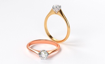 tons ouro noivado anel 5mm central diamante joalheria solitário ct platina prata imprimível moda beleza jóia gema engagem cafajeste casamento argolas 3d print model - Mito3D