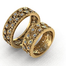 zwei Trauringe Schmuck Hochzeit Ringe fein Kreis befestigt Diamanten 3d print model - Mito3D