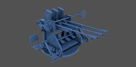 type 96 25mm triple mount gun - 1-100 scale yamato musashi ise japan japanese machinery weapon imperial navy ww2 wwii hobby diy 3d print model - Mito3D