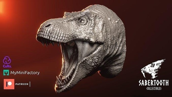 tyrannosaurus magnet head trex dinosaur animals jurassic rex prehistoric creature dino paleontology extinct predator carnivore fossil games toys 3d print model - Mito3D