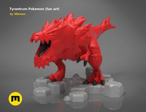 tyrantrum pokemon fan arte dinosauro drago figurine gioco mostro mistico rex roccia testa statua t giocattoli tirannosauro giochi accessori 3d print model - Mito3D