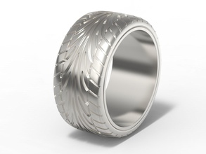 tyre ring design pattern automotive bike jewelry rings 3d print model - Mito3D