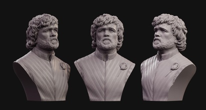 tyrion lannister busto 2 b3d hombre retrato arte juego of tronos esculturas 3d print model - Mito3D