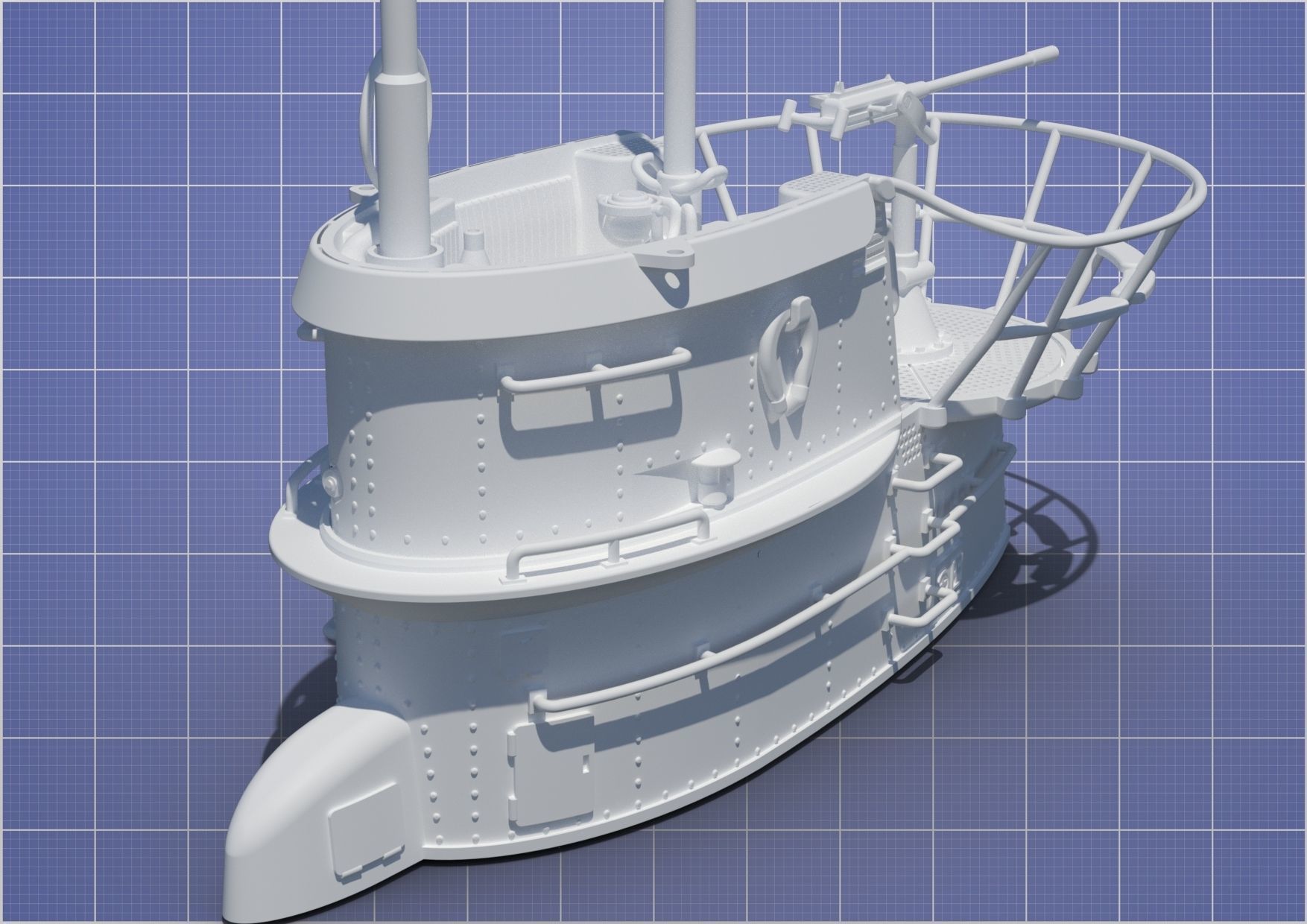 u-boot typ vii turm u boot submarine tower wwii world war ii german hobby diy boat dive ship 3D print model - Mito3D