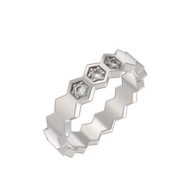 u037 03 panal anillo hexágono imprimible conjunto uartier joyería joya anillos 3d print model - Mito3D