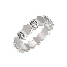 u037-04 honeycomb ring hexagon printable set uartier jewellery jewelry rings 3d print model - Mito3D