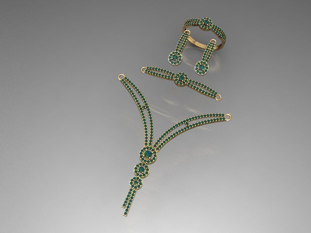 u04 diamante conjunto argolas colar joalheria joias moda ouro projeto prata anel elegante brilhando gema pulseira brinco pingente safira mulheres casamento 3D print model - Mito3D