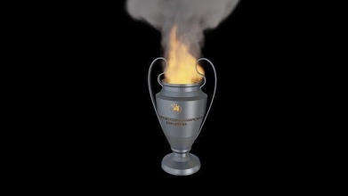 uefa campeones liga trofeo fire pit fuego hoguera fútbol partido noche taza madera personalizado fabricación pasatiempo bricolaje diy 3d print model - Mito3D
