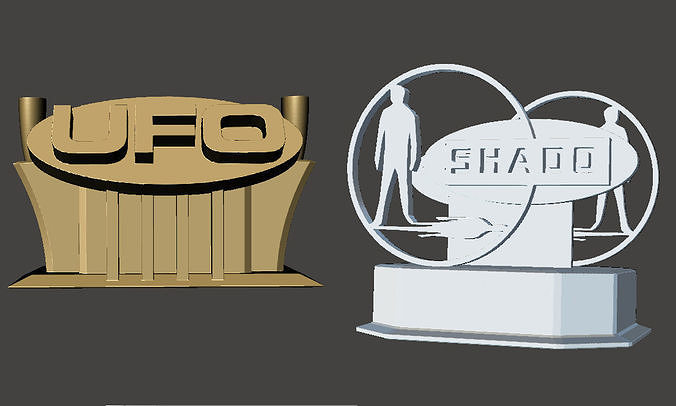 ufo tv series 2x shado paperweight letter holder sci fi aliens anderson bishop straker moonbase interceptor skydiver penholder house accessories 3D print model - Mito3D