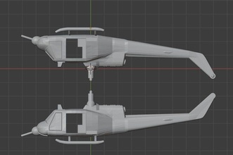 uh1 huey slick gunship split nice printing helicopter uh1b helecopter games toys 3d print model - Mito3D