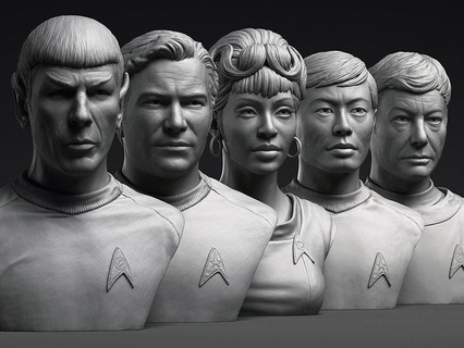 uhura kirk spock mccoy sulu 3d stampabile fallimento collezione star Trek impresa inizierà 3dprint arte sculture 3d print model - Mito3D