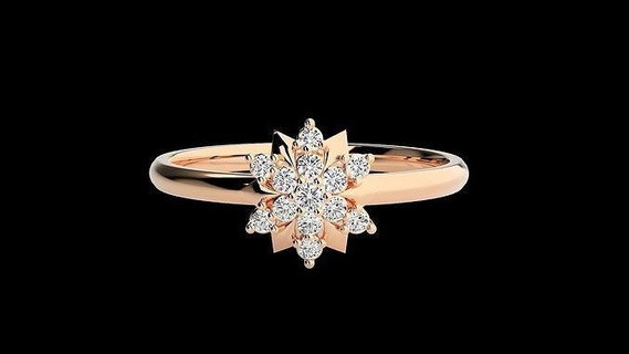 ultra lumière wt minimaliste femmes bague 3dm rend détail anneaux mariage engagement bijoux imprimable Rose or bijou délicat diamant 3d print model - Mito3D