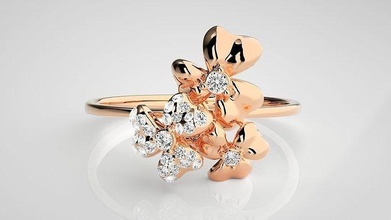 ultra lumière wt femmes bague 3dm stl rend détails bijoux argent gemme bijou poids diamant or brillant engagement mariage imprimable anneaux délicat platine fleur 3d print model - Mito3D