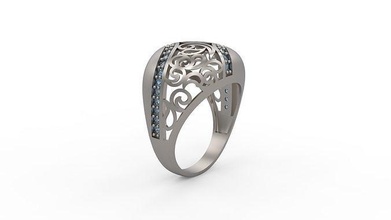 ultra visión caligráfico multistono mujer anillo gemvision ultravisión joyería joya diamante imprimible compromiso Boda vestir zafiro Moda amor anillos 3d print model - Mito3D
