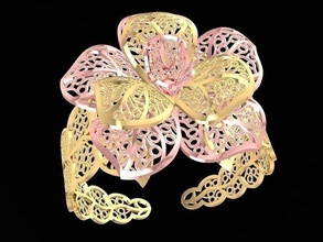 ultra visione fiore braccialetto 3241 gioielleria moda accessori oro diamante donna donne design braccialetti 3d print model - Mito3D