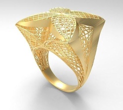 ultra visión flor hoja oro anillo eu 58 joyería joya islámico Moda Rico Boda mujer anillos imprimible diseñando espiral devanado 3d print model - Mito3D