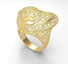 ultra vision heart model gold ring - eu 58 jewelry fashion rich wedding gem women rings printable desing spiral winding flower big eu58 love 3d print model - Mito3D