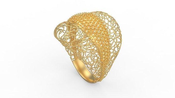 ultra vision bague 501 or bijou bijoux argent imprimable femme 22k Koweit arabe turc 18k ultravision filigrane anneaux 3d print model - Mito3D