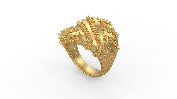 ultra visión anillo 589 oro joya joyería plata imprimible mujer 22k Kuwait árabe turco 18k ultravisión filigrana anillos 3d print model - Mito3D