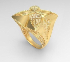 ultra vision spiral ring flower leaf pattern - eu 58 gold jewelry fashion rich wedding women rings printable desing winding big eu58 3d print model - Mito3D