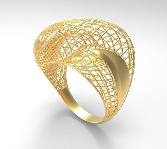 ultra vision wicker flower women solid ring - eu 58 gold jewelry islamic fashion rich wedding gem rings printable desing spiral winding big eu58 leaf 3D print model - Mito3D