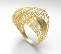 ultra vision wicker flower women solid ring - eu 58 gold jewelry islamic fashion rich wedding gem rings printable desing spiral winding big eu58 leaf 3d print model - Mito3D