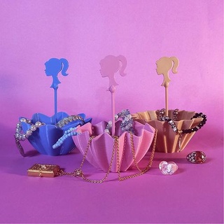 umbrella design flower pot - barbie jewelry box cactus plants jeweler home decoration accessories plant house 3d print model - Mito3D