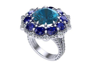 paraguas anillo de zafiro la joyería oro los diamantes plata lujo anillos 3d print model - Mito3D
