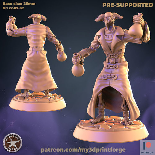 muertos vivientes profesor alquimista fantasía Warcraft dnd miniatura presupuesto modelo resina Guau ciudadela calabozo Redada jefe muerte química mutado alquimia juegos juguetes 3D print model - Mito3D