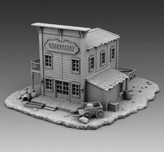 enterrador casa abandonado salvaje Oeste oeste exterior interior edificio ruina pueblo 3dprinting 3d 3dmodels impresión juegos juguetes 3d print model - Mito3D